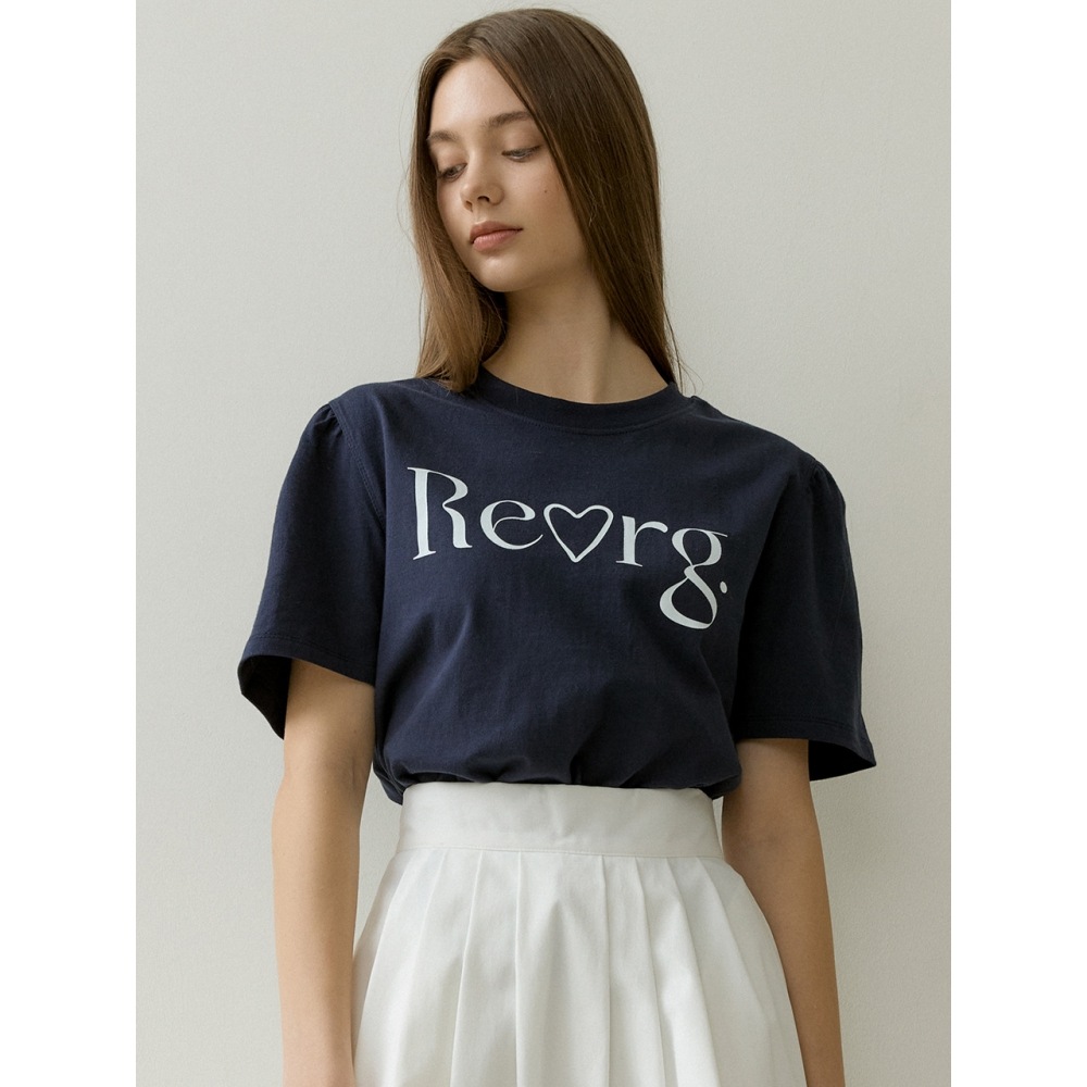 REORG ドローハートパフ Tシャツネイビー