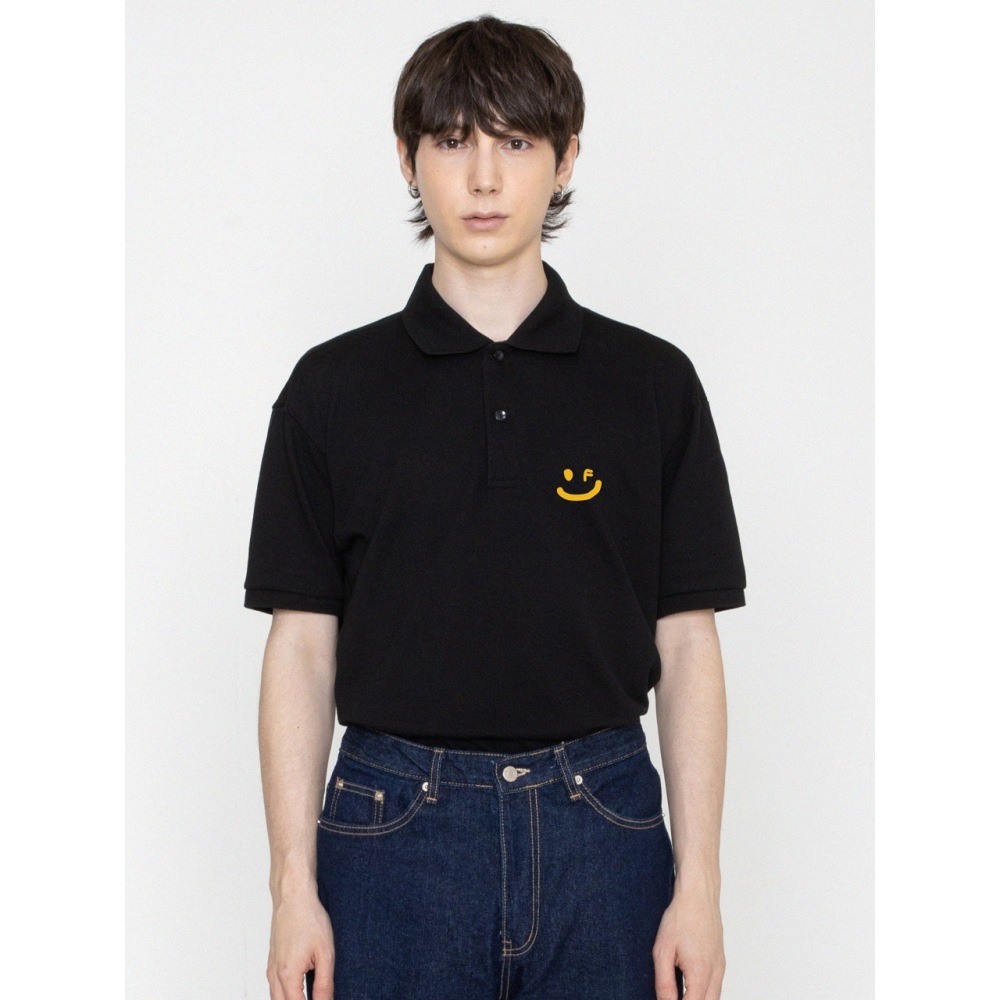 GRAVER スモールドローイングスマイルピケ 半袖Tシャツ ブラック