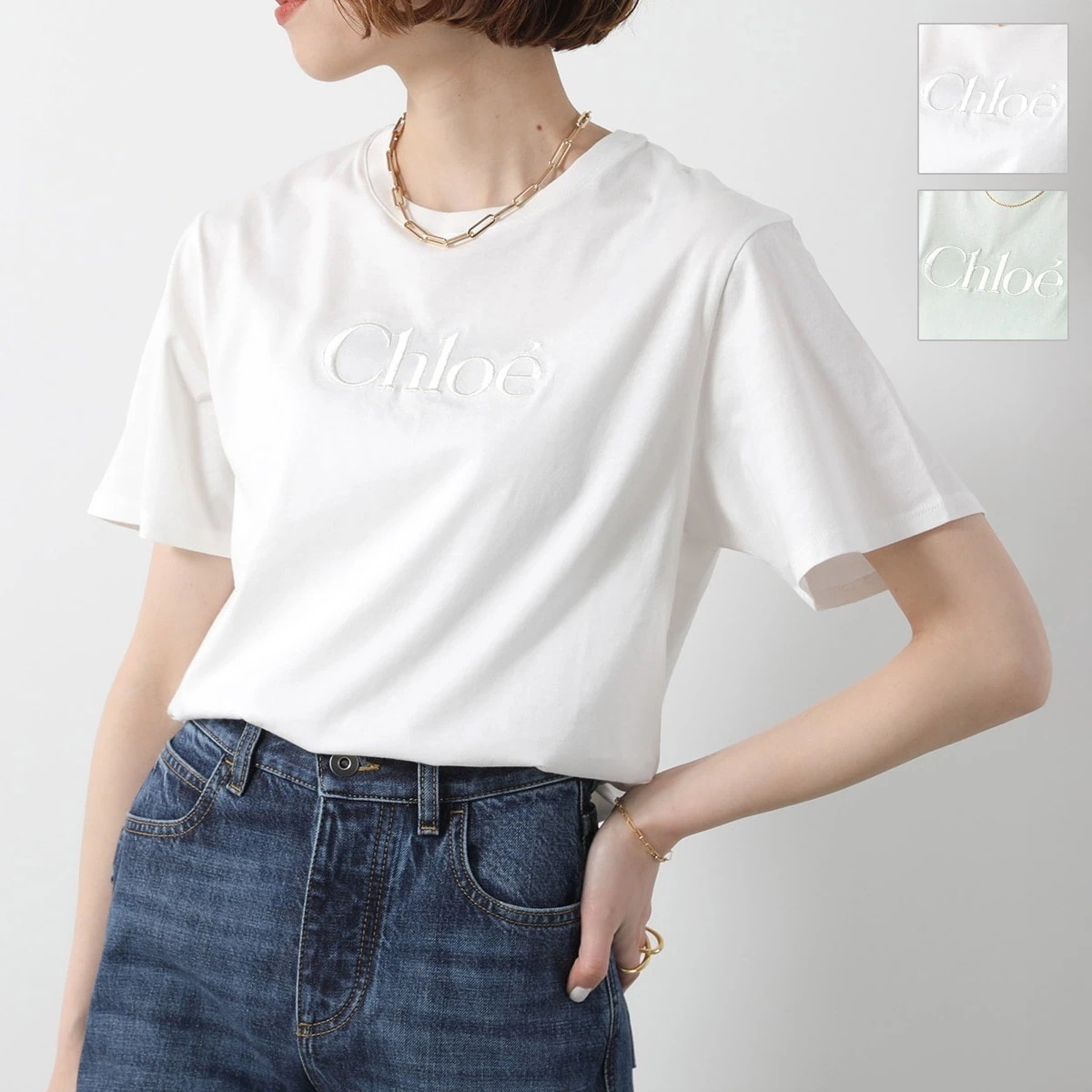 Chloe Kids クロエ キッズ Tシャツ C20485 レディース ガールズ 半袖 クルーネック ロゴT 刺繍 カラー2色 12,565円