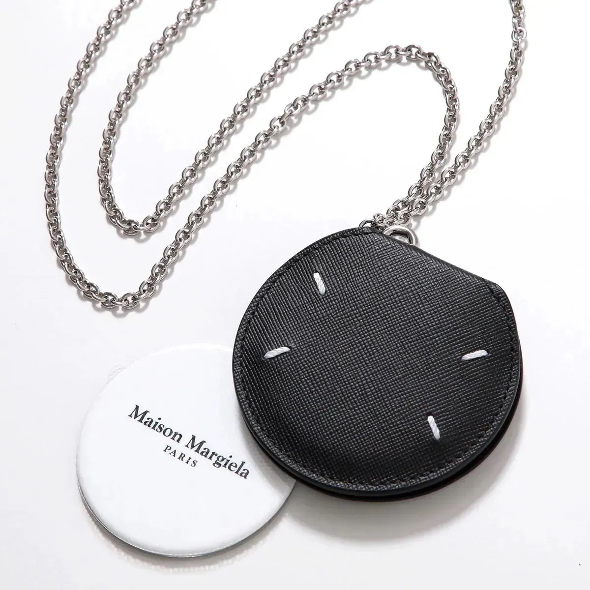 MAISON MARGIELA メゾンマルジェラ ミラーケース SA1VL0013 P6799 メンズ レザー 4ステッチ チェーン ネックポーチ ミラー付き 【mega】