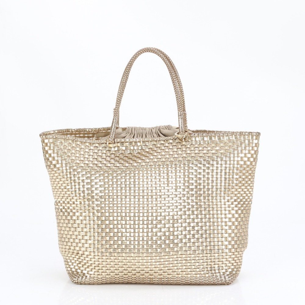 美品 イントレッチオ ワイヤーバッグ ゴールド トート バッグ 肩掛け ショルダー ハンド A4 レディース RUE CL12-1 中古 14,112円