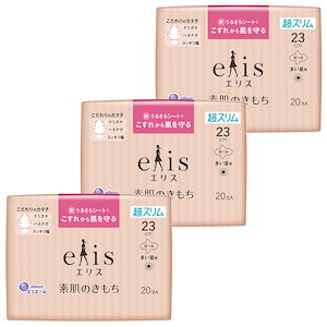 エリス 素肌のきもち 超スリム 羽つき 23cm(多い昼用)60枚(20枚3パック)【まとめ買い】