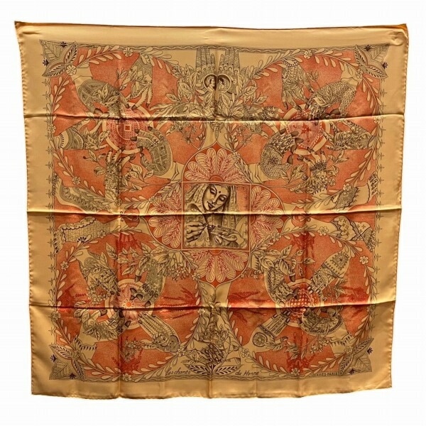 エルメス Les chants du Henne ヘンナの歌 シルク カレ90 スカーフ【中古】