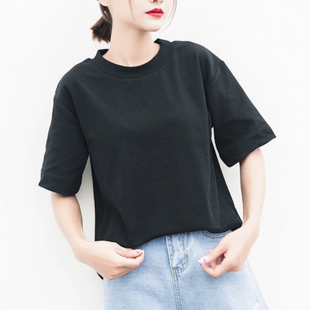 [ROMANTIC CROWN]★ TRIPLE DAISY MIXED LOGO TEE SHIRT TRIPLE DAISY MIXED LOGO TEE SHIRT_BLACK | ROMANTIC CROWN
