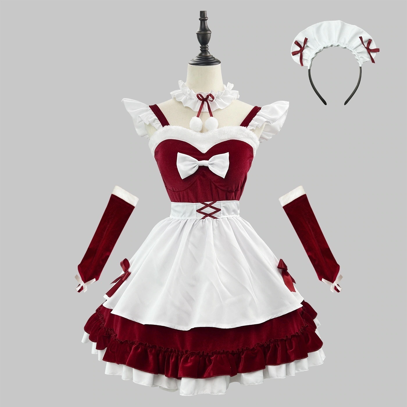 【2025新作】正規品新品純欲ベルベットメイドクリスマス服大きいサイズメイドコスチュームコスプレ演出二次元衣装