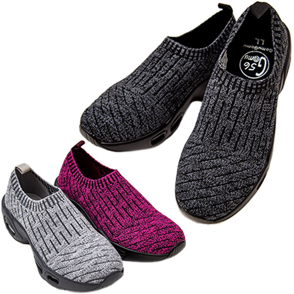 GOMUGOMU ゴムゴム CE5565 レディース スリッポン エアーソール コンフォート シューズ 伸縮性 洗える 新作 履きやすい ゆったり 中敷き良い Gomu56