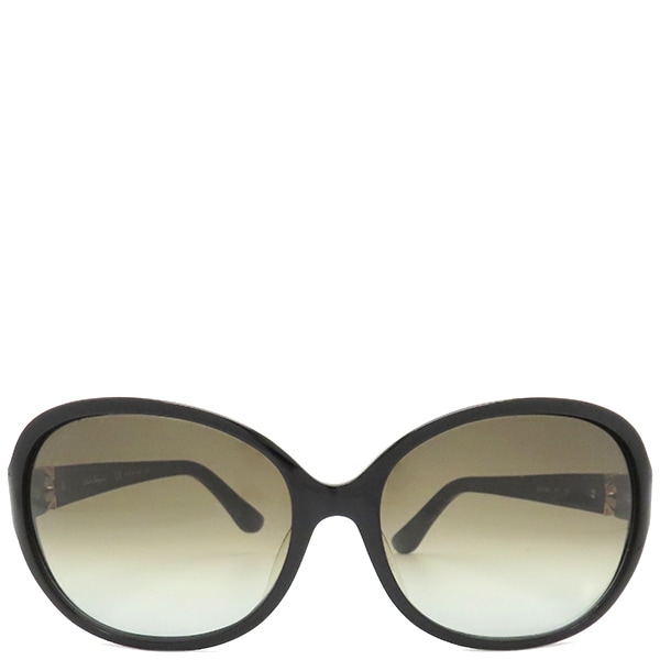 サルヴァトーレ・フェラガモ Salvatore Ferragamo サングラス オーバル 5916 プラスチック ブラック ゴールド金具 黒 アジアンフィット SF713SA 【保存袋】【中古】 9,492円