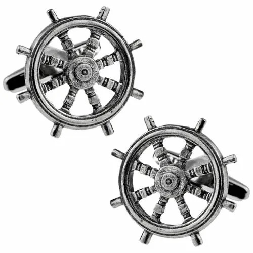 カフスボタン カフス シロメ製 舵輪 ダリン 舵 カフリンクス メンズアクセサリー