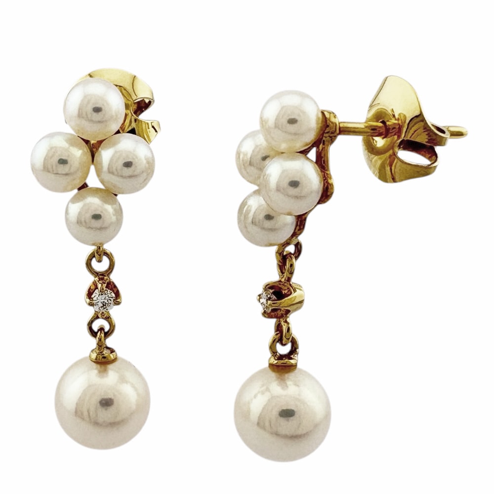 ミキモト ピアス 18金 K18イエローゴールド パール MIKIMOTO 中古 美品