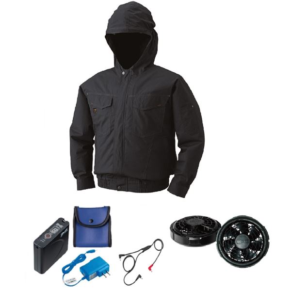 KU91410 空調服 綿薄手フード付 FAN2300B/LISUPER1セット チャコール M