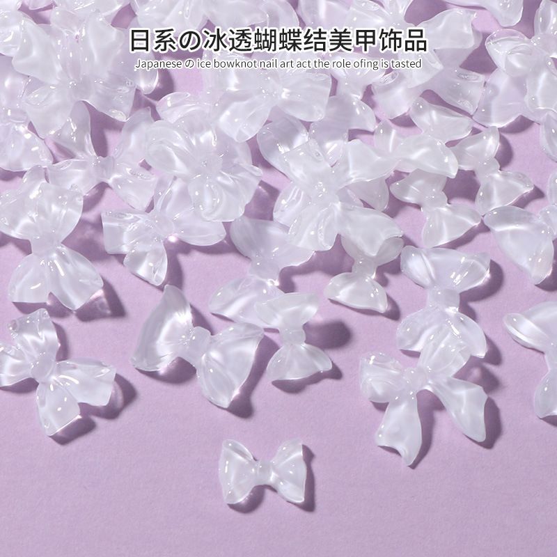 インターネットセレブホットスタイルアイス半透明クリスタルホワイトリボンネイルアートジュエリーゼリーカラーガーリーハートネイルデコレーションアクセサリー