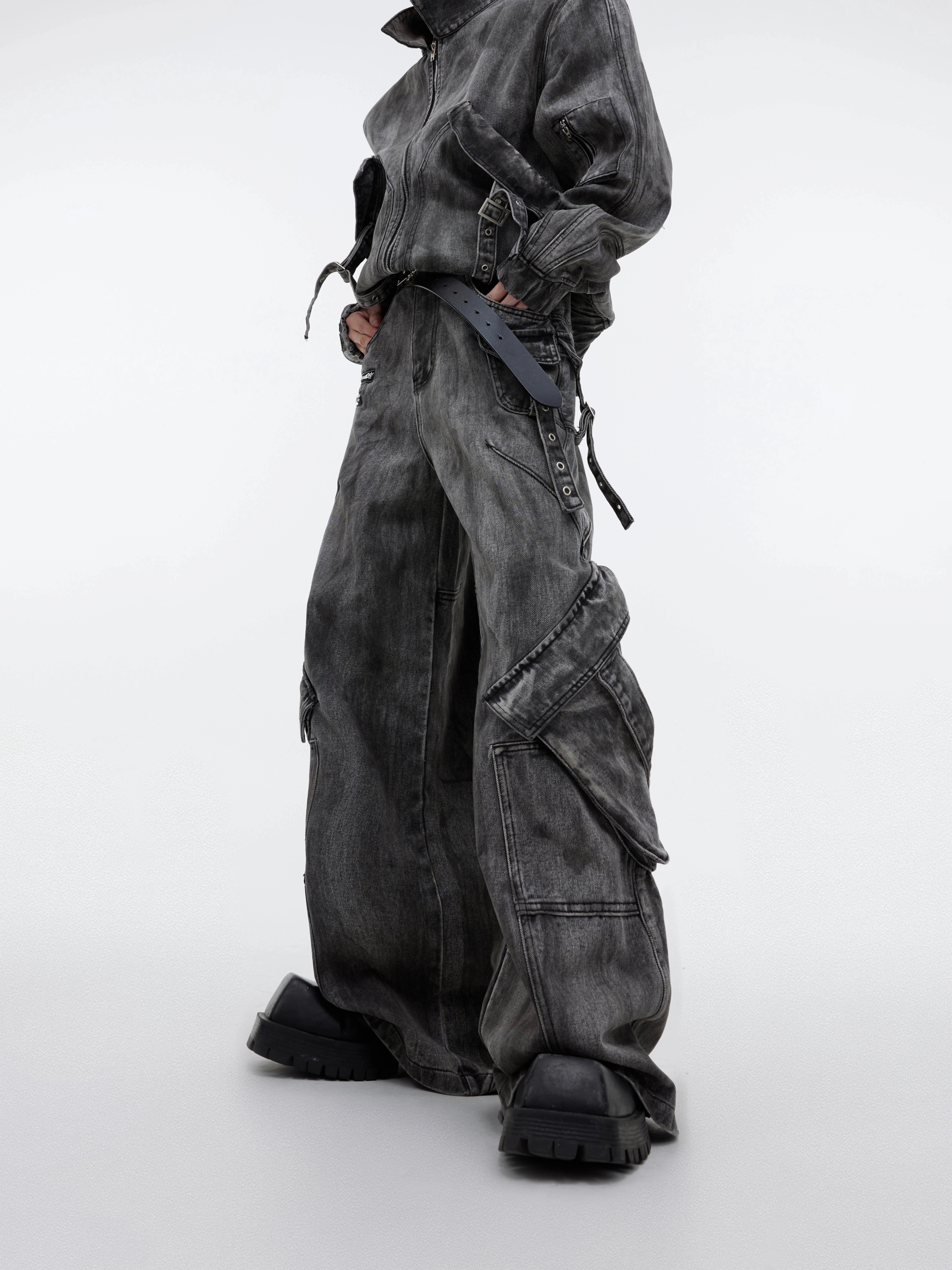 【急速出荷!】24 デニムパンツ ボトムス ハイウエスト ジーンズ K-PP ファッション系韓国風スタイル ゆるダボウェア練習ジーンズ シルエットゆったり レディースカジュアル型メンズライク衣装