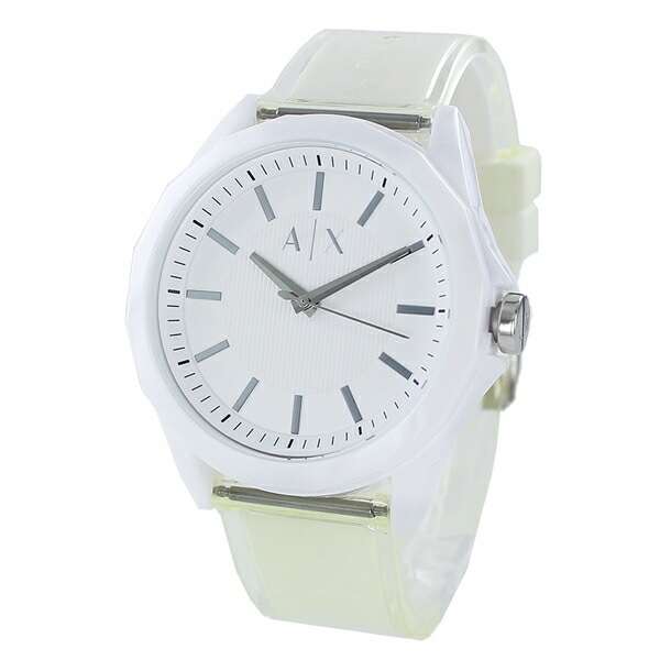 当社の エクスチェンジ アルマーニ 腕時計 ユニセックス レディース メンズ かっこいい 見やすい シンプル 白 とけい 透明ベルト ホワイト＆クリア 男女兼用腕時計