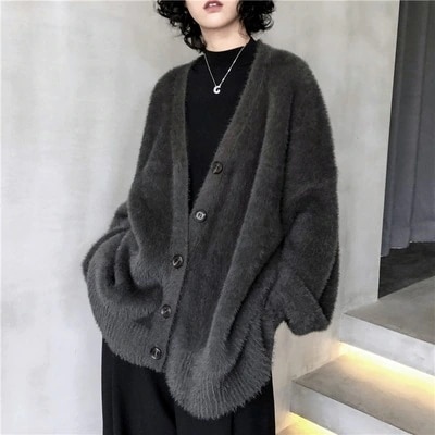 ふわふわ モヘアニット Vネック カーディガン トップス ミディアム丈 袖あり 長袖 襟なし ニット かわいい 大人可愛い きれいめ シンプル カジュアル 大人 おしゃれ お洒落 大人女子 こなれ感