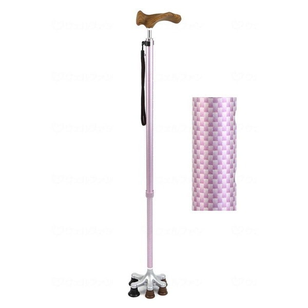 アシストインターナショナル 新型アシストスーパー多点杖 ピンク 非課税 メーカー直送