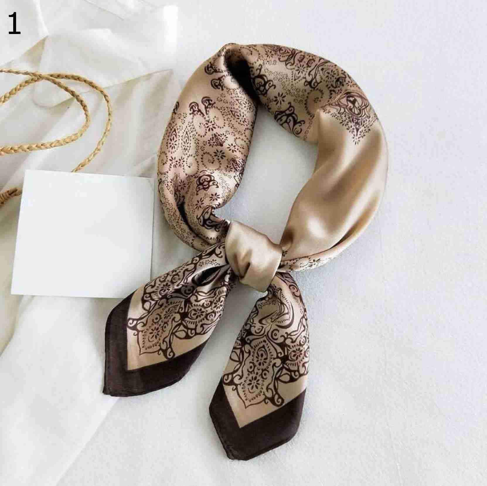 【20%OFFクーポン～】女性スカーフ70×70cmラップワークネックスカーフ女性ネッカチーフファッションパターンショール スカーフ (Color : Khaki Size : 70x70cm)