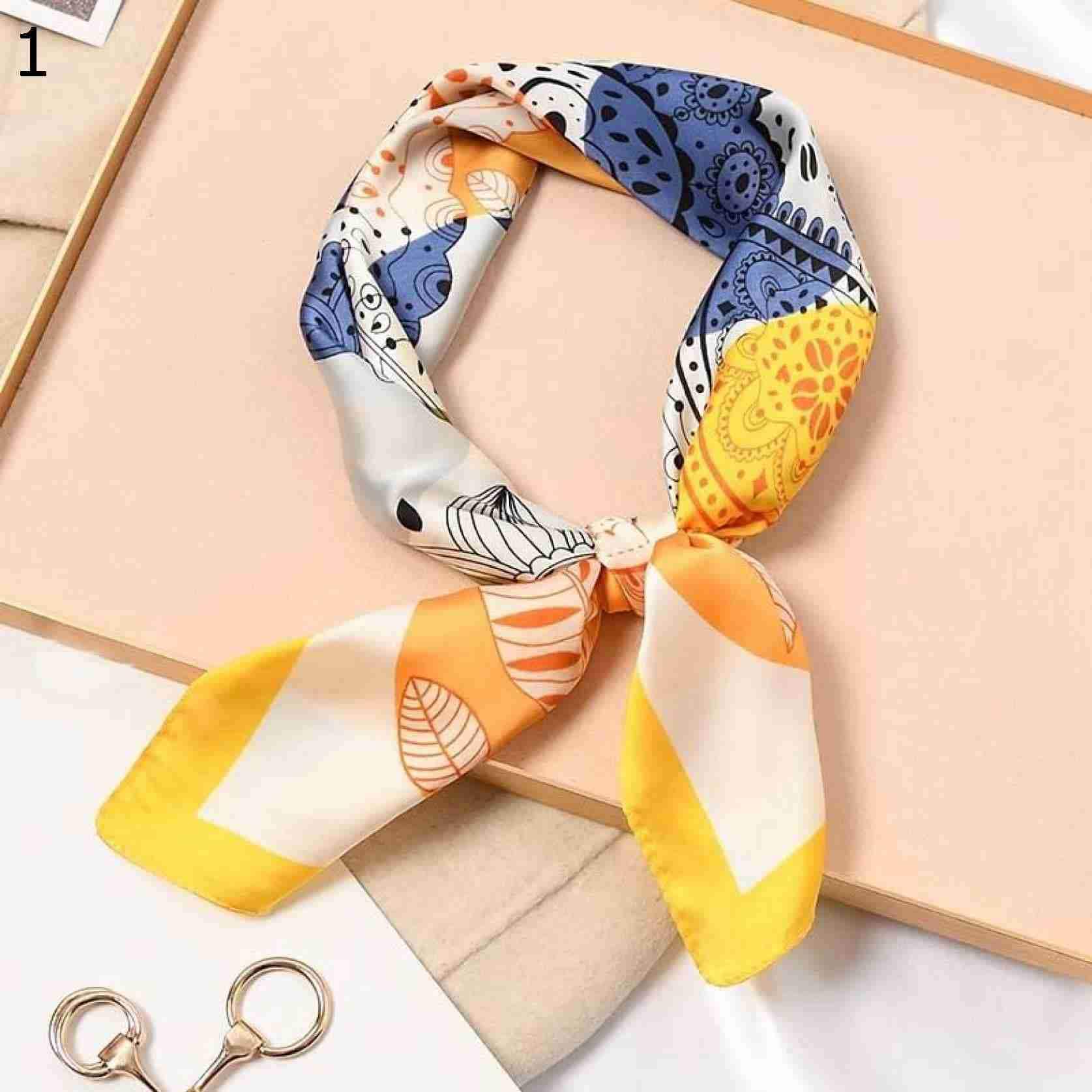 【20%OFFクーポン～】抽象花スクエアスカーフ70×70cm女性ヘアバンドリストヘッドカチ女性サテンショールラップヒジャーブ スカーフ (Color : B Size : 70x70cm)