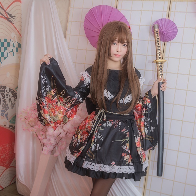 メイドコスプレアニメ衣装極楽浄土宅舞和花魁演出服改良着物古着セクシー