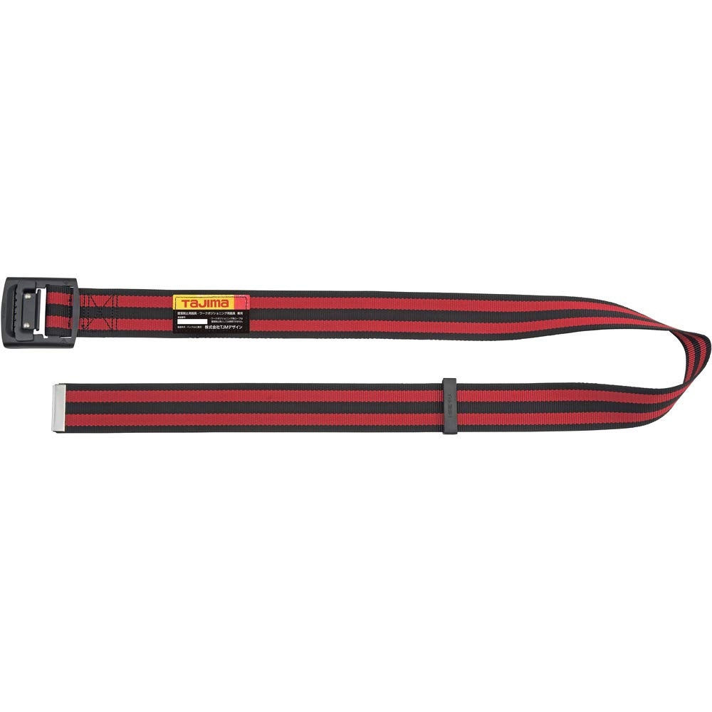 タジマ 新規格安全帯 胴ベルトLサイズ ボーダー赤 BAL145-BRE 長さ145cm 革手袋でも操作が簡単な軽量アルミフィンガーバックル 腰の強い特厚ナイロンベルト