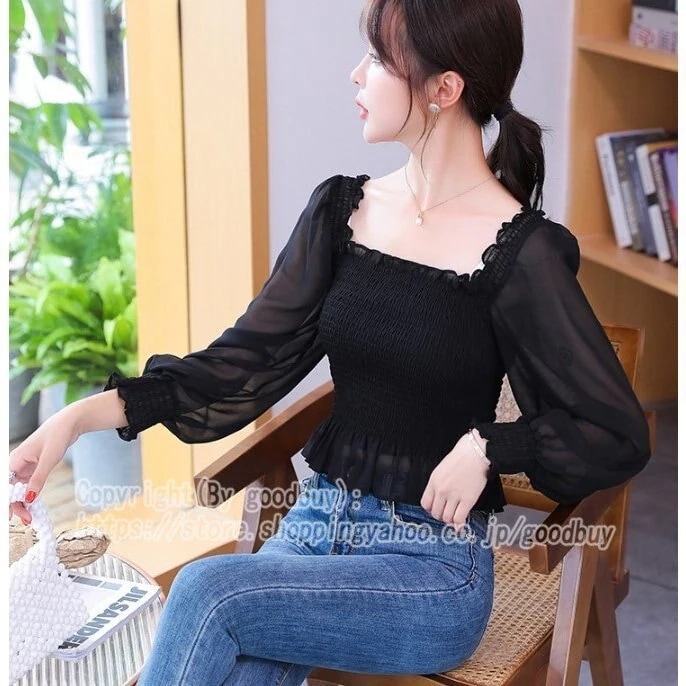 ブラウス長袖レディースシャツブラウストップスゆったり大きいサイズはおり2色フリル着痩せ大人L通勤体型 母の日のプレゼント 5,071円