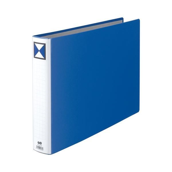 （まとめ） TANOSEE 両開きパイプ式ファイル A3ヨコ 500枚収容 背幅66mm 青 1冊 4セット