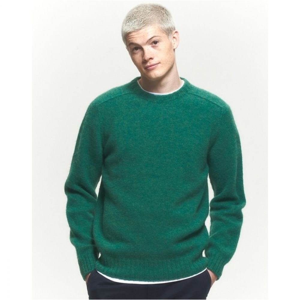 (ヘッジズ) 24FW ダークグリーンシャギードッグクルーネックニット HZSW4D407E3