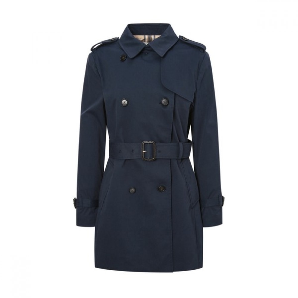 [ヘッジズレディース] 24SSネイビーソリッドカラーコットンブレンドトレンチコートWSCO4BC22N2