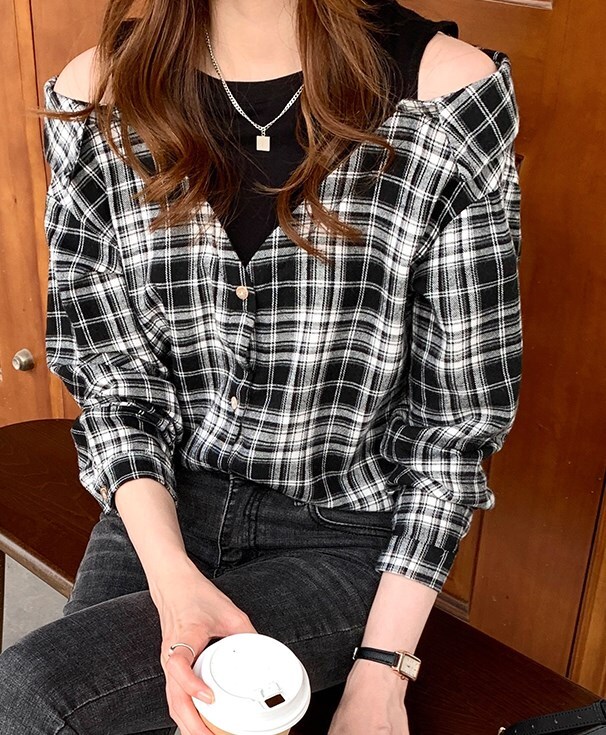 トップス 上着 袖あり ラウンドネック かわいい 大人可愛い カジュアル 大人 上品 おしゃれ お洒落 かっこいい 大人可愛い 大人女子 こなれ感 ラフ クール 柄 チェック柄 秋 冬 10代 20代