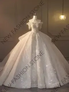 フランス式ウェディングドレス2024新型高級感のあるワンショルダーウェディングドレス-20