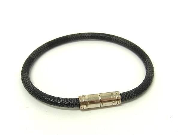 ブレスレット ブラスレ キープイット ダミエグラフィット M6609E シルバー金具 ブラック系 デート 軽量 ファスナー 使いやすい エレガント ユニセックス 高級感【本物保証】