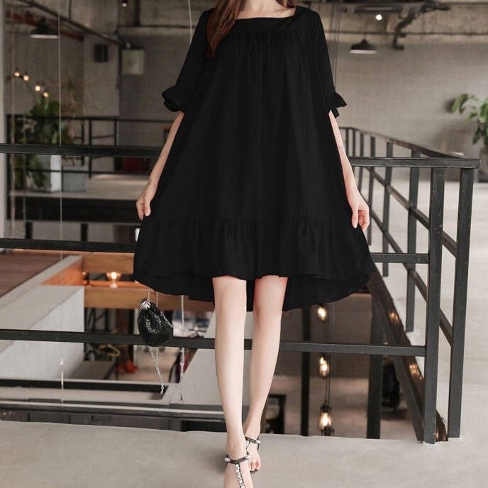 大きいサイズ パーティードレス 膝丈ドレス 演奏会ドレス 発表会ドレス Aラインドレス イブニングドレス 半袖 5分袖 フレアスリーブ スクエアネック フレア プリーツ ハイウエスト 大人可愛い 5,793円