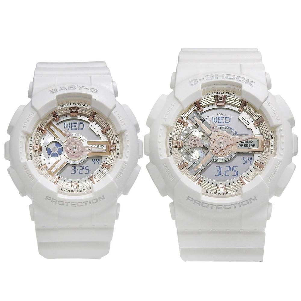 Gプレゼンツラバーズコレクション G-SHOCK BABY-Gペア クリスマス限定 GA-110LM BA-110LM 腕時計 樹脂系 ステンレススチール 白 クオーツ アナデジ表示 ユニセックス 中