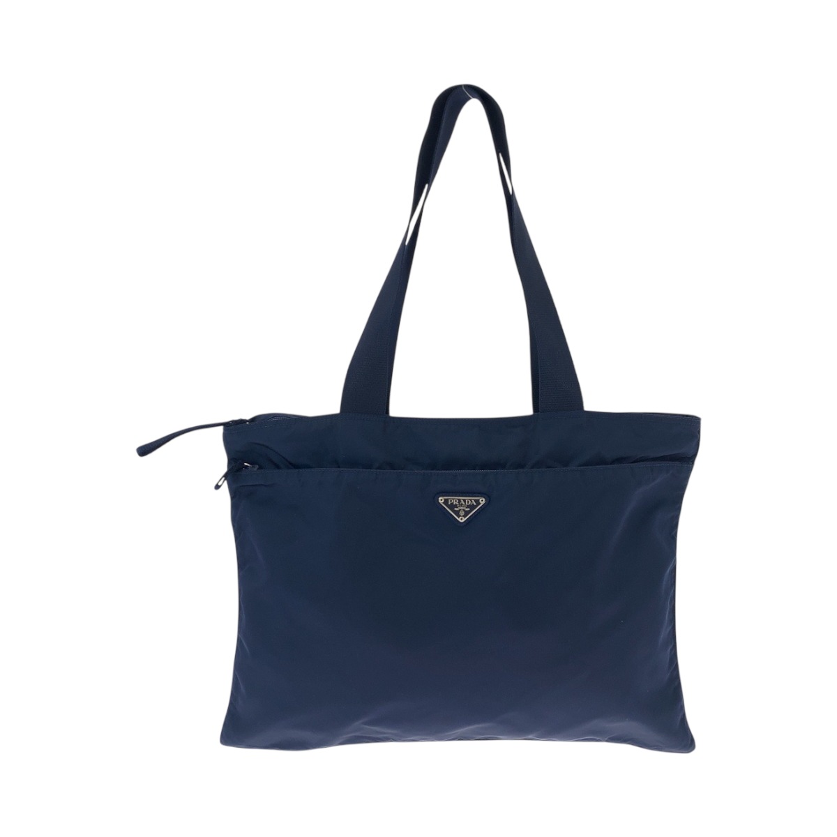美品 テスート 三角ロゴプレート ネイビー シルバー金具 ナイロン 31 トートバッグ ショルダーバッグ レディース 504078