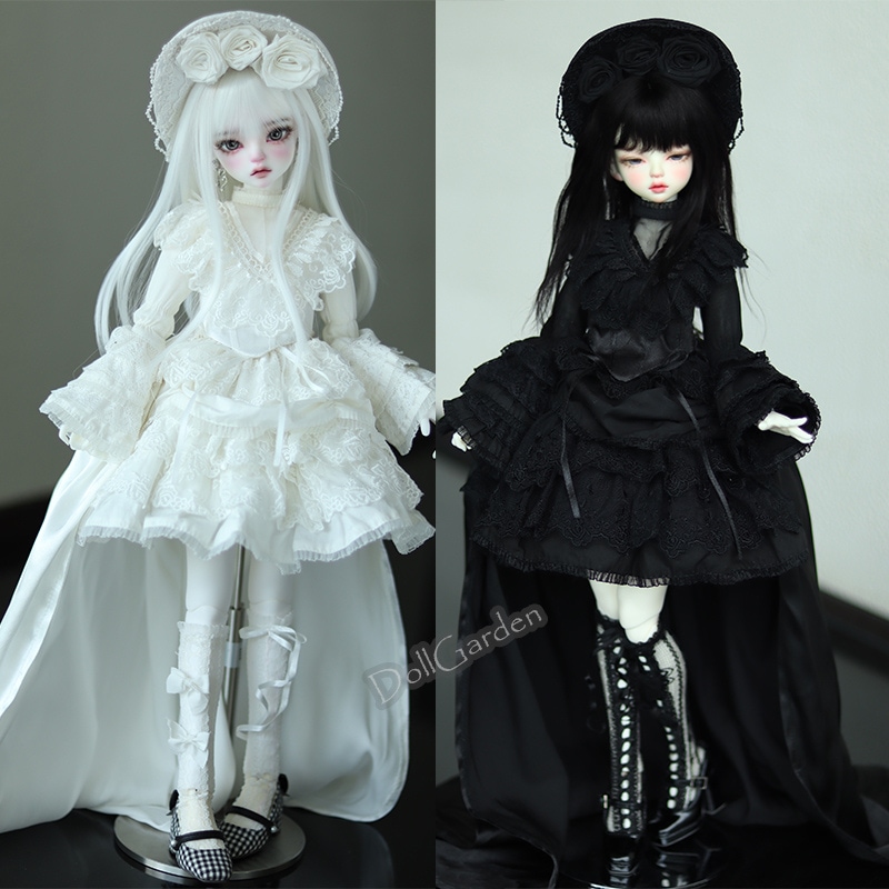 BJD 1/3 1/4 ドール服 黒白ドレスセット ゴシックロリータ SD/MSD/kumakoサイズ球体関節人形用衣装 ドールウェア