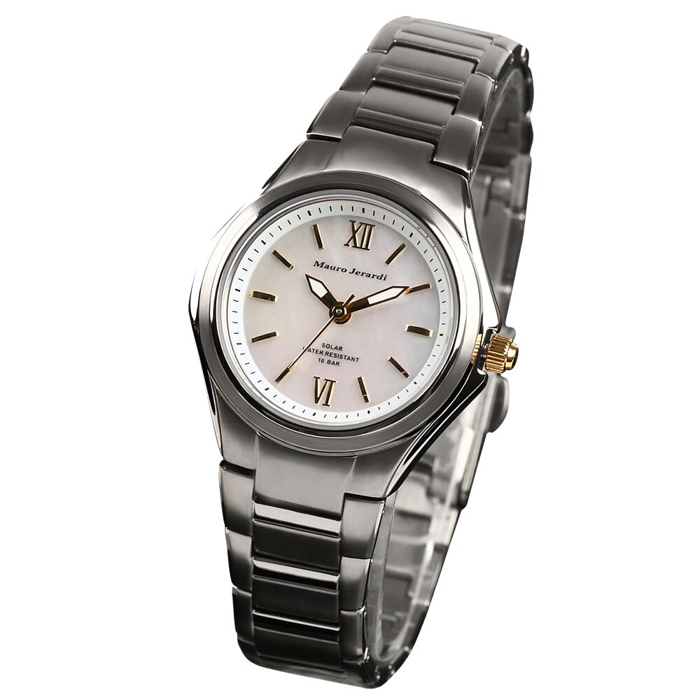マウロジェラルディ 腕時計 レディース ウォッチ Mauro Jerardi チタン ソーラー ホワ