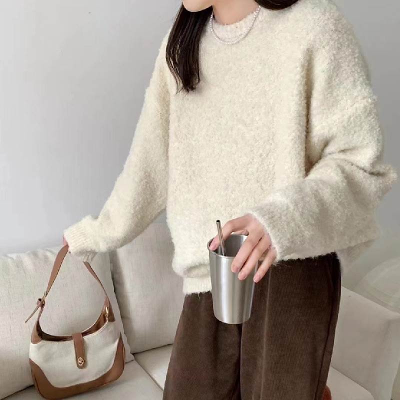 トップス セーター レディース 長袖 ラウンドネック プルオーバー ミディアム丈 かわいい 大人可愛い きれいめ シンプル 上品 おしゃれ かっこいい カジュアル こなれ感 個性的 主役級 存在感 抜