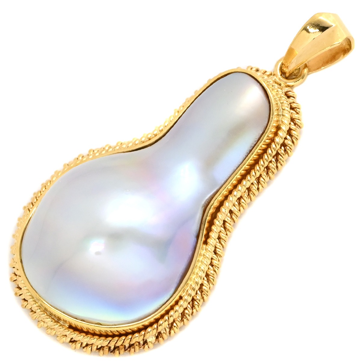 ペンダントトップ マベパール K18YG パール イエローゴールド ハーフパール ネックレストップ 【中古】