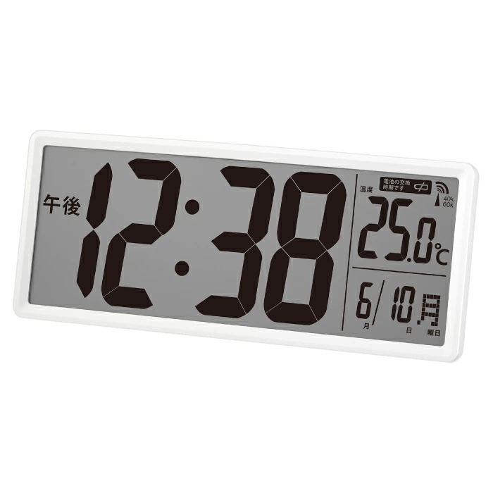 置き時計 デジタル 電波時計 大型電波時計 クリアビュー 電池式 インテリア時計 おしゃれ 壁掛け時計 掛け時計 デジタル時計 温度表示 温度計 カレンダー 見やすい 大画面 リビング 新生活