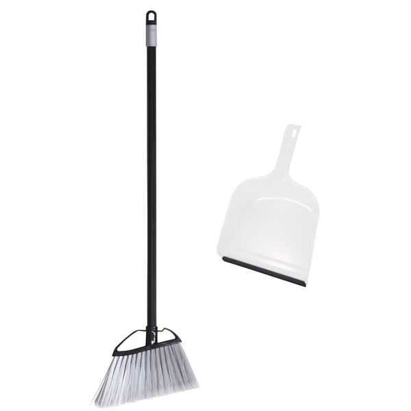 [2個セット] 日本クリンテック 床用ホーキ + チリトリ ブラック