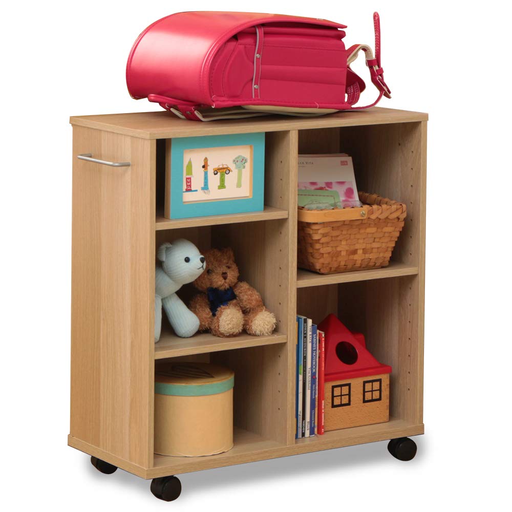 アイリスオーヤマ キッチンワゴン カート 収納 おしゃれ 調味料ラック おもちゃ 本棚 幅60×奥行26×高さ65cm 取っ手 キャスター付き ナチュラル SYR-6026