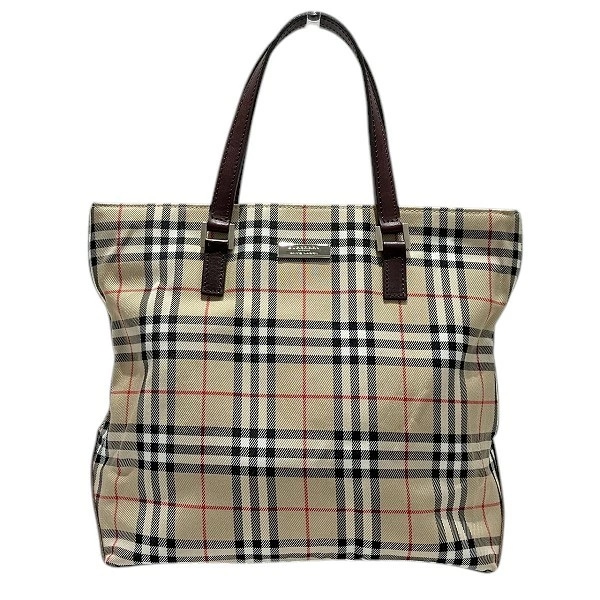 バーバリー ブルーレーベル ノバチェック レザー ナイロン バッグ ハンドバッグ レディース【中古】