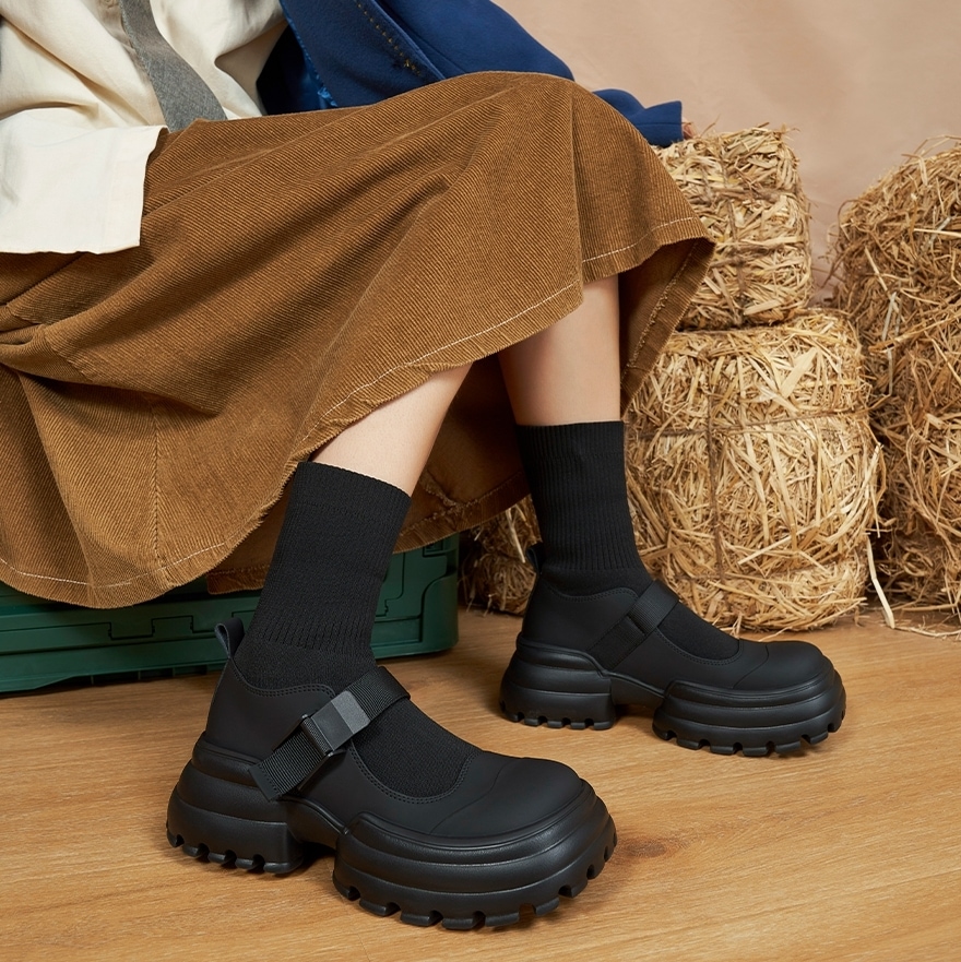 シューズ レディース ブーツ 厚底ブーツ 22.5cm 23cm 23.5cm 24cm 24.5cm 韓国 ソックスブーツ 歩きやすい 疲れにくい 可愛い かわいい カジュアル おしゃれ オシャレ