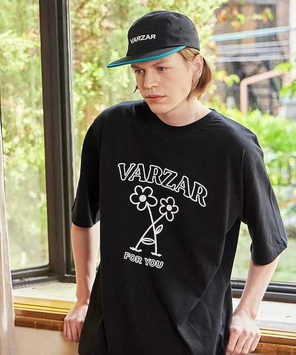 [VARZAR]パームツリー ロゴ 半袖Tシャツ ブラック Qoo10 VARZAR パームツリーTシャツ特集 ロゴ 半袖 ラ