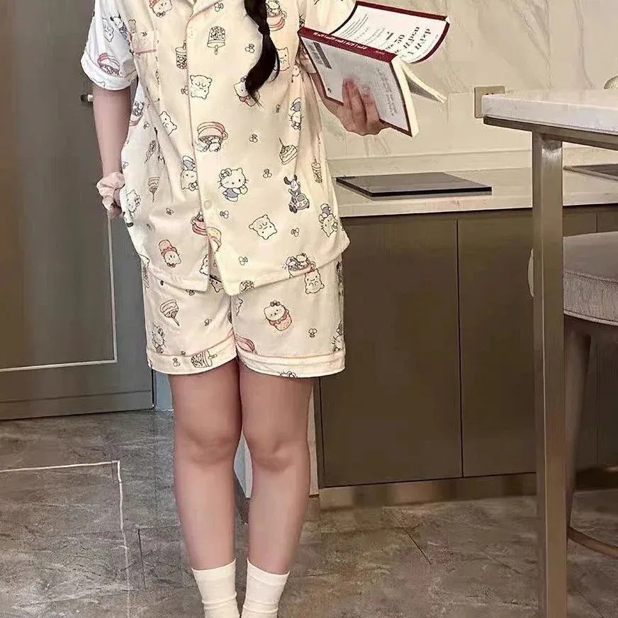 【極速出荷】ケイティkt猫パジャマ女性半袖かわいい甘い日系綿家庭服
