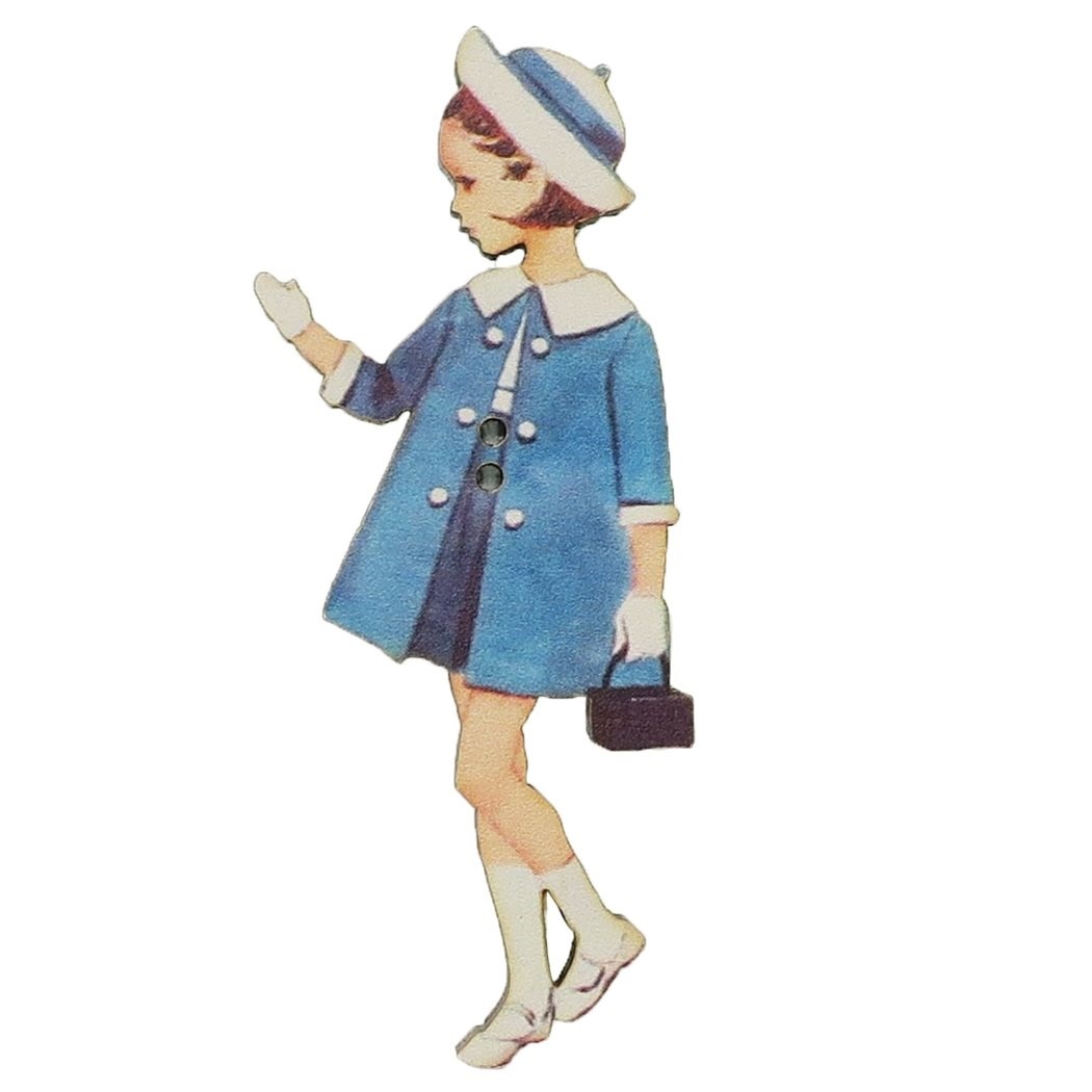 アトリエボヌールドゥジュール 手芸用品 フランス製木製飾りボタン 青いコートの女の子 ハートアートコレクション メール便可シネマコレクション 手作り雑貨グッズ通販 ハンドクラフト おしゃれ 公式