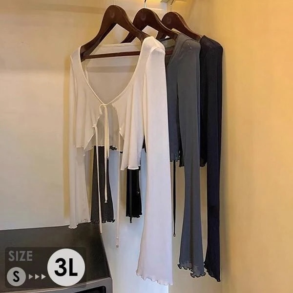 【超お得1つ買うと10個もらえる】[今日は安い-出荷が早い]3色 トップス 透け感 レディース 長袖 トップス シャツ 前開きシャツ 重ね着 トレンド シースルー 日焼け対策 冷房対策 夏物 春 秋