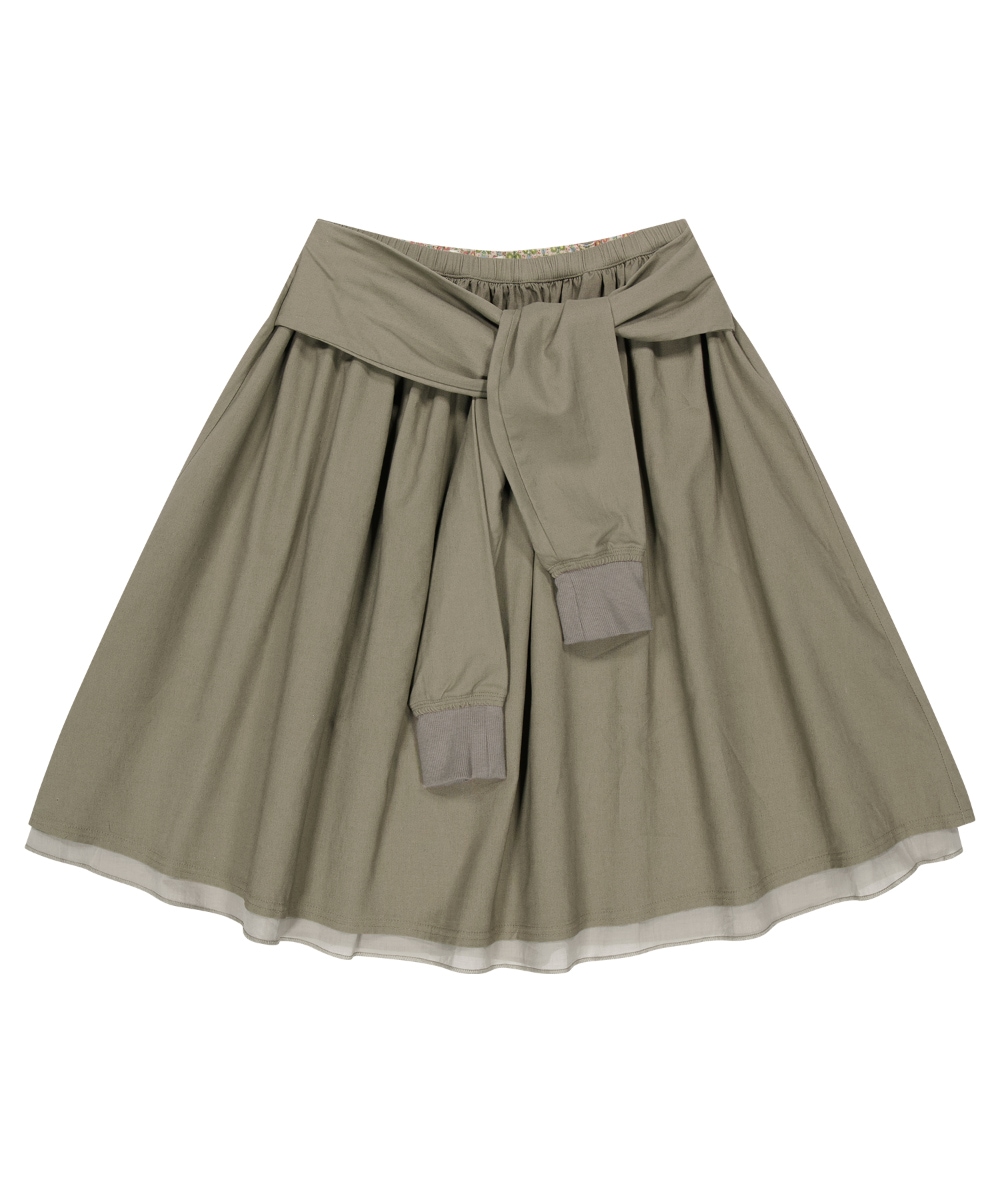 【COYSEIO】26SS STRAP SHIRRING SKIRT : ASH BROWN