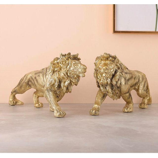 高級 ゴールド 黄金ライオン 獅子 オブジェ 置物 インテリア オブジェ 彫刻 大きい 北欧 金 かわいい 風水 縁起物 祝い 引越し祝い 庭 インテリア 雑貨 am