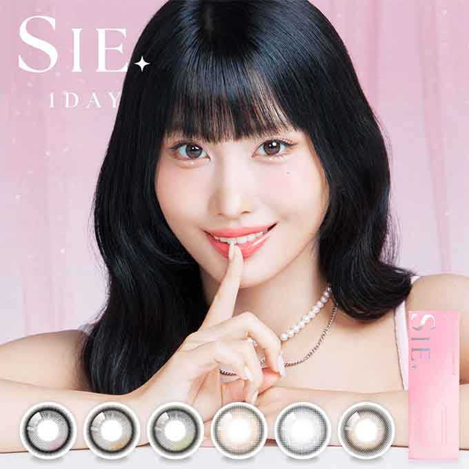 (4箱40枚)カラコン ワンデー シー 1day SIE. 度あり 度なし カラーコンタクト 14.3mm 14.5mm 高含水 MOMO モモ lcode 水光レンズ 回らない水光 韓国カラコン