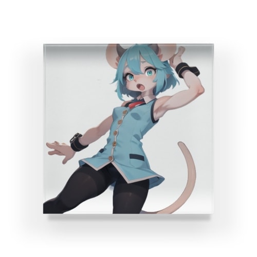 【文字入れ可能受注生産】ハツカネズミの女の子　アリス アクリルブロック